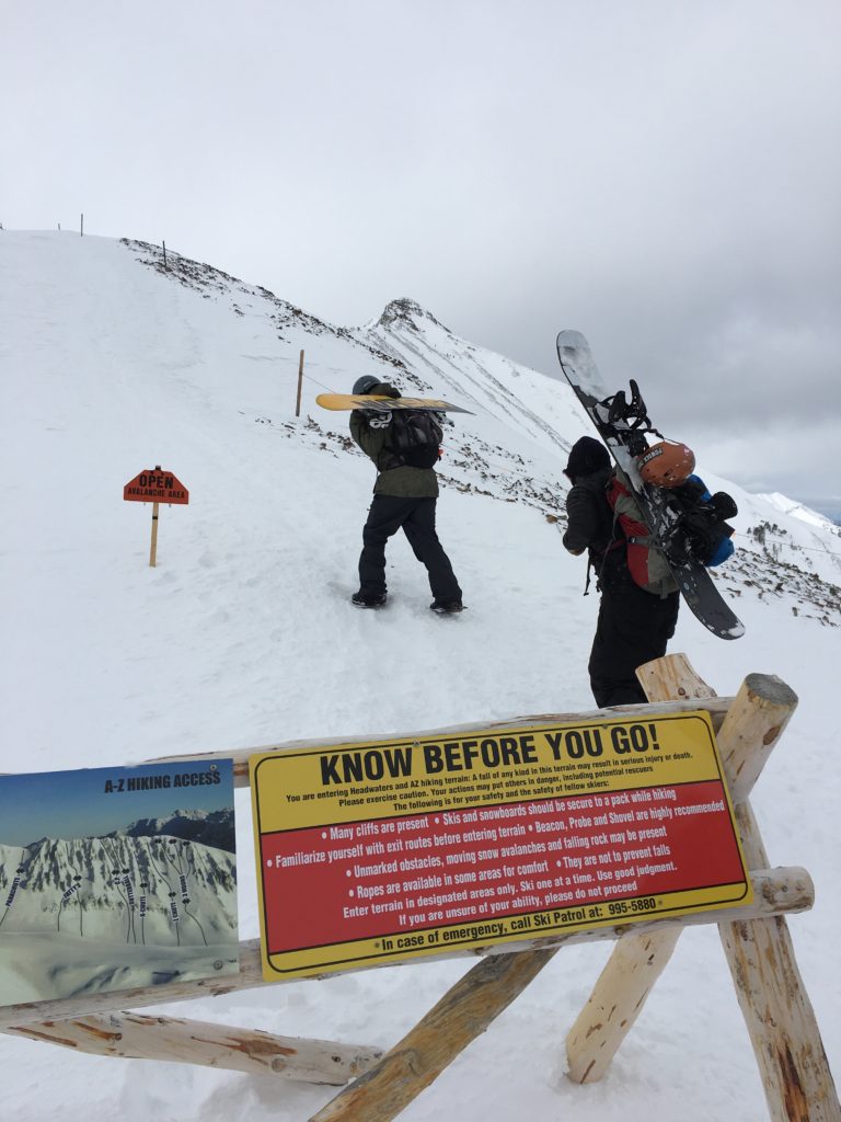 Hiking A-Z chutes in Big Sy Montana